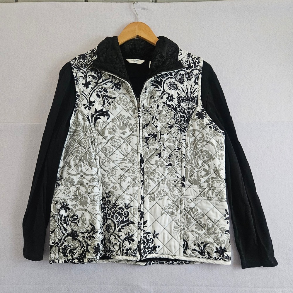 Chico's Quilted Vest Liz Claiborne Shirt Set Black White Paisley Damask XL‎ 2